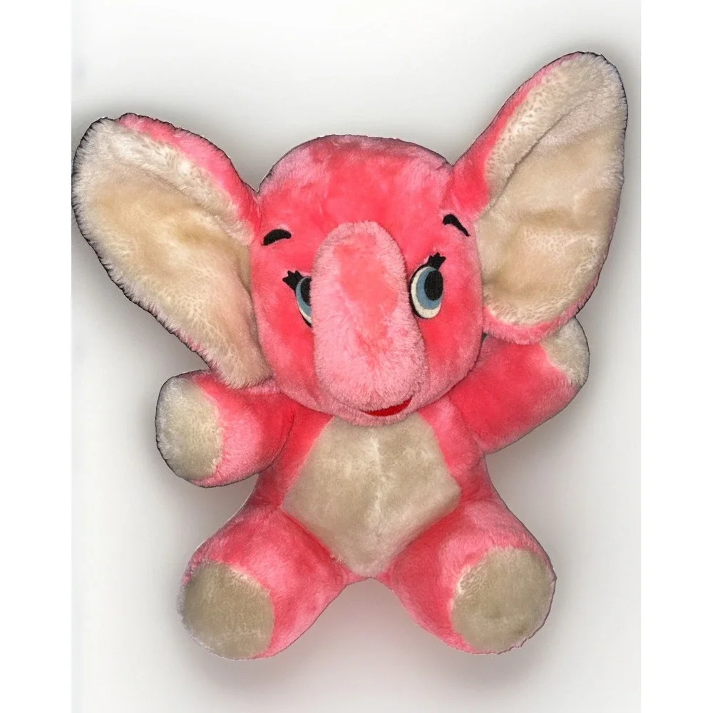 R. Dakin Vintage 1970's Hot Pink Elephant Large Plush, 15